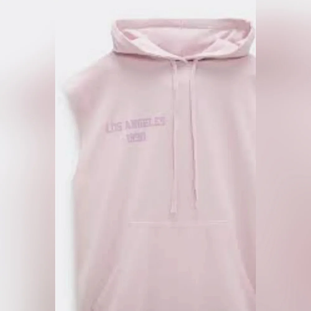 New Zara Pink Washed Plush Sweatshirt Dress Y2K Hoodie 1990 Los Angeles Small - Picture 3 of 15